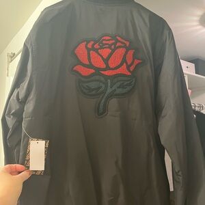 Black Jacket with Red Rose Embroidery